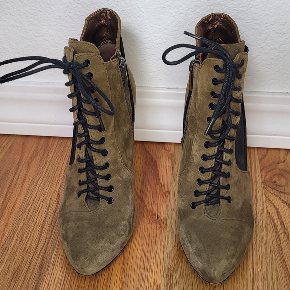 Sam Edelman Troy Ankle Boots in Green Suede Leather size 6.5 - Picture 2 of 10